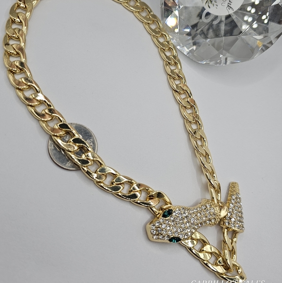 Stainless steel Cuban link snake style with stones - Picture 4 of 7